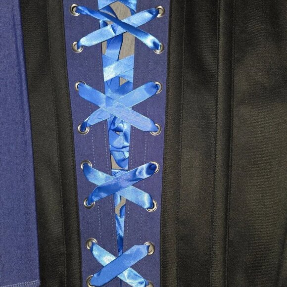 REAL Corset UK22 US18. Blue & White Over bust Steel Boned. High Quality NWT - Picture 12 of 14